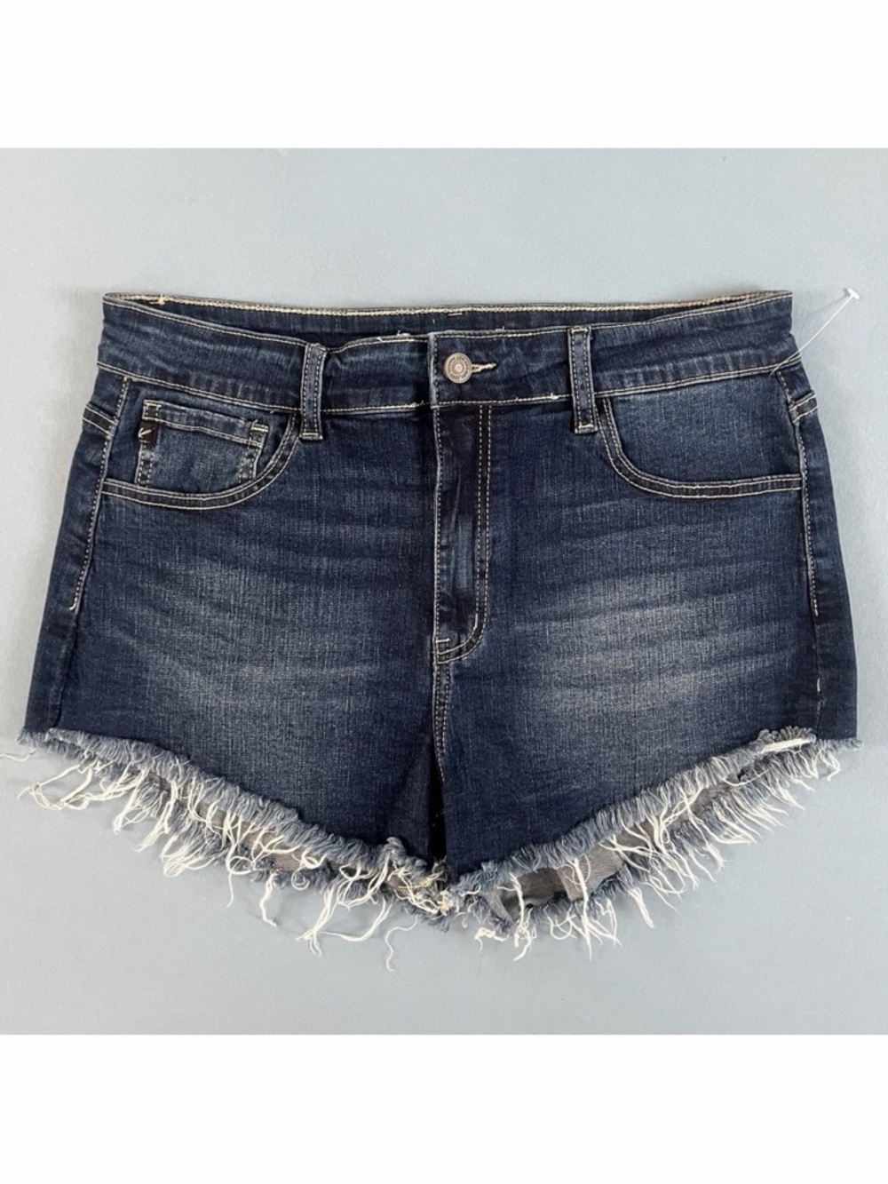 NWT‎ KanCan High Rise Raw Frayed Hem Dark Wash Denim Jean Shorts